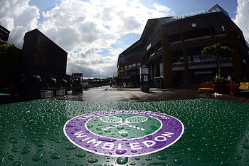 A break in the clouds, matthias hangst, drops, silhouettes, rain beads, wimbledon, purple, buildings, green, clouds, sun HD wallpaper
