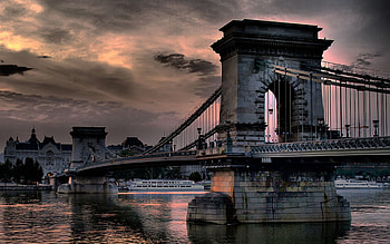 Cities, Rivers, Sunset, City, Bridge, Stone HD wallpaper