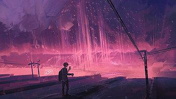 Roffness , artist, artwork, digital-art, pink, alone, artstation HD wallpaper