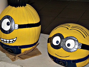 Jack o lantern duo, pumpkin, halloween, squash, yellow HD wallpaper