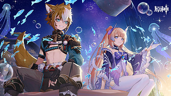 Gorou And Sangonomiya Kokomi Genshin Impact HD wallpaper