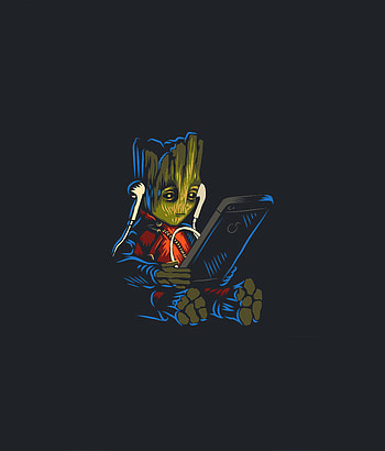Baby Groot, Listening music on , fan art HD phone wallpaper