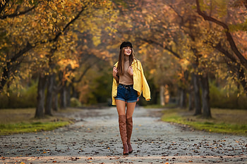 Park, lady, boots, pretty HD wallpaper