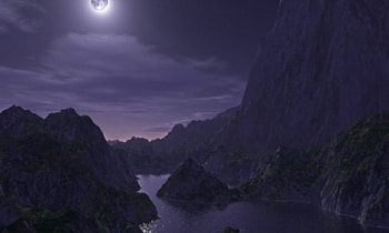 THE BRIGHTEST MOON, NIGHT, SKY, MOUNTAINS, CLOUDS, WATER, MOON, BRIGHT HD wallpaper