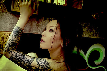 Dragon, sexy, model, graphy, tattoo, girl, beautiful, woman, face, female HD wallpaper