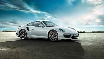 White Porsche 911 Turbo, Side view elegance, Impeccable design, Powerful performance HD wallpaper