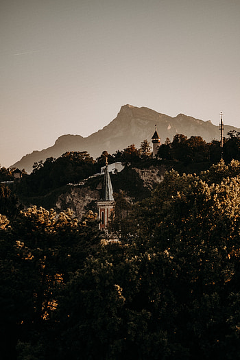 Nature, Trees, Mountains, Architecture, Building HD phone wallpaper