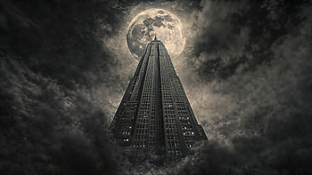 Moonlight At The Peak, building, moon, sky, night, artist, artwork, art, digital-art, ai, deviantart HD wallpaper