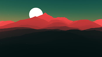 Moon rising, Cg, abstract, moon, green, red, , 3D, minimalist HD wallpaper