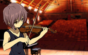 Music, Anime, Girl, Bow, Hall, Violin, Theatre HD wallpaper