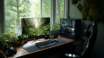 Quad : Biophilic Gaming Desk — Nature-Inspired Home Office, Gaming Setup, Home Office HD wallpaper