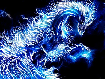 Fractal Blue Dragon, figure, blue, dragon, fractal HD wallpaper