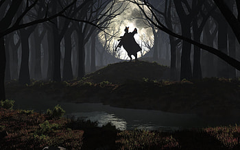 Headless Horseman, Spooky forest, Scary HD wallpaper