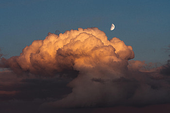 Nature, Sky, Clouds, Moon, Evening HD wallpaper