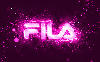 Fila purple logo, , purple neon lights, creative, purple abstract background, Fila logo, brands, Fila HD wallpaper