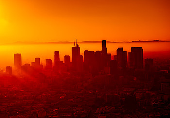 Buildings Skycrappers Smog Sunset, buildings, graphy, skycrapper, sunset HD wallpaper