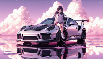 Porsche 911 Gt3 Rs Girl Riding, artist, artwork, art, digital-art, ai-girls, cars, porsche, anime-girl HD wallpaper