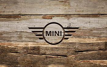 Mini wooden logo, , wooden backgrounds, cars brands, Mini logo, creative, wood carving, Mini HD wallpaper