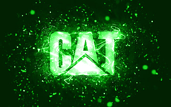 Caterpillar green logo, , CaT, green neon lights, creative, green abstract background, Caterpillar logo, CaT logo, brands, Caterpillar HD wallpaper