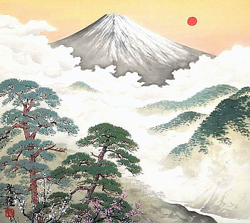Koukei Kojima. Spring Dawn, art, drawing, nature, koukei kojima, tree, mountain HD wallpaper