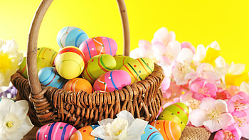 Easter basket delight, High-definition , Vibrant colors, Charming Easter aesthetic HD wallpaper