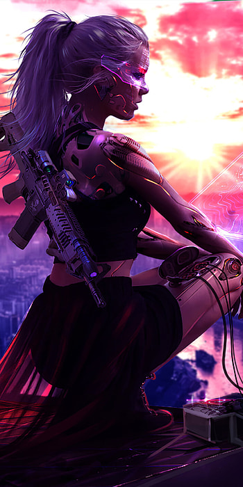 Cybergirl, magenta, pink, cyberpunk HD phone wallpaper