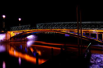 Rivers, Night, Dark, Bridge, Backlight, Illumination HD wallpaper