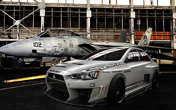 Who's faster?, military, mitsubishi, power, luxury, graphy, aircraft, cars, speed HD wallpaper