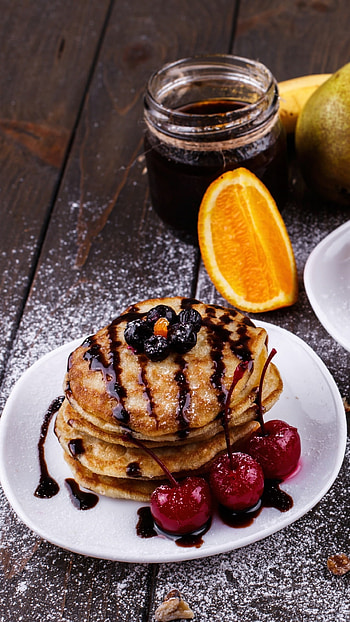 Tempting pancake, Mouthwatering food, Delicious dessert, Satisfying meal HD phone wallpaper