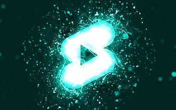 Youtube shorts turquoise logo, , turquoise neon lights, creative, turquoise abstract background, Youtube shorts logo, social network, Youtube shorts HD wallpaper