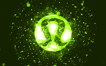 Lululemon Athletica lime logo, , lime neon lights, creative, lime abstract background, Lululemon Athletica logo, brands, Lululemon Athletica HD wallpaper