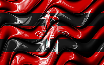 Houston Rockets flag, , red and black 3D waves, NBA, american basketball team, Houston Rockets logo, basketball, Houston Rockets HD wallpaper