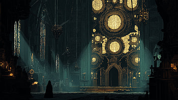 Steampunk Cathedral: A Captivating Pixel Art, pixel art, steampunk, cathedral HD wallpaper