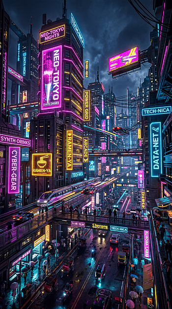 Neo-Tokyo Nights | CyberGrid Neon | Midnight Data-Net, city street, neon sign HD phone wallpaper