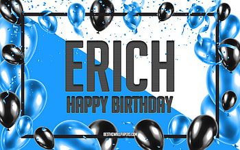 Happy Birtay Erich, Birtay Balloons Background, Erich, with names, Erich Happy Birtay, Blue Balloons Birtay Background, Erich Birtay HD wallpaper