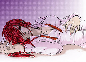 Erza Scarlet, fairy tail, red eyes, girl, red hair, long hair, white shirt, anime girl, erza, anime, female HD wallpaper