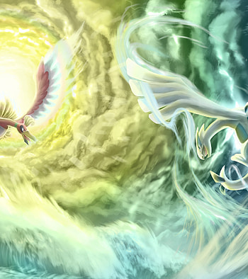 Pokemon Lugia, Ho-Oh, Battle HD phone wallpaper