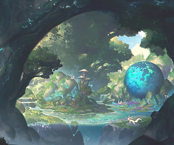 Ausmantyon Tree, fantasy, forest HD wallpaper