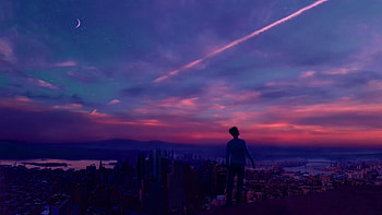 Sunset, Sky, Dark, Overview, Review, Height, Human, Person, Loneliness, Roof HD wallpaper