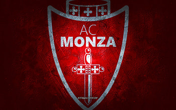 Monza FC, Italian football team, red background, Monza FC logo, grunge art, Serie B, football, Italy, Monza FC emblem HD wallpaper