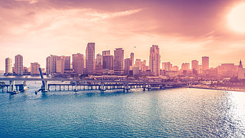 Miami Beach Skyline, Florida USA downtown HD wallpaper