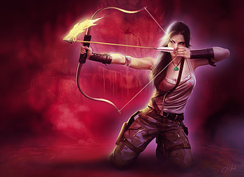 Tomb Raider Lara Croft Girl With Bow And Arrow, tomb-raider, lara-croft, games, xbox-games, ps-games, pc-games, artist, artwork, digital-art, fantasy-girls HD wallpaper