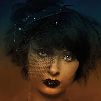 A Touch of Paris, net, model, eyes, face, lips, hat, beauty, female HD wallpaper