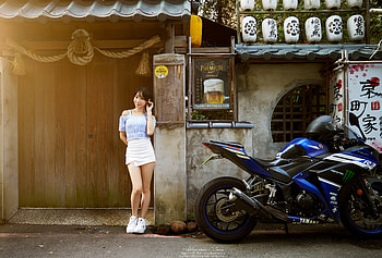 Asia, woman, motorcycle HD wallpaper