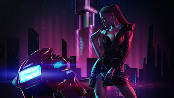 Cyberpunk Girl With Ducati , biker, cyberpunk, artist, artwork, digital-art, retrowave HD wallpaper