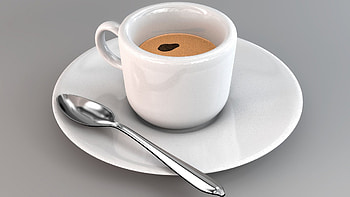 Morning Treat, White, Coffee, Close shot, Black, CG, Spoon, Breakfast, Food, Stock, 3D, Ceramic, Drink HD wallpaper