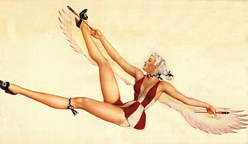 Pin-up angel, black, pin-up, angel, dress, painting, circus, vintage, sexy, wings, alberto vargas, white, art, girl, shoe, woman, retro, drawing, red HD wallpaper
