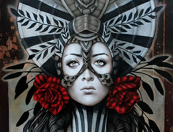:), rose, painting, art, fantasy, red, pictura, face, girl, sophie wilkins HD wallpaper