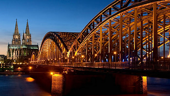 Cities, Night, Shine, Light, Bridge, Germany HD wallpaper