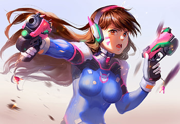 Dva Overwatch With Guns , dva-overwatch, overwatch, games, artwork, artist, digital-art HD wallpaper